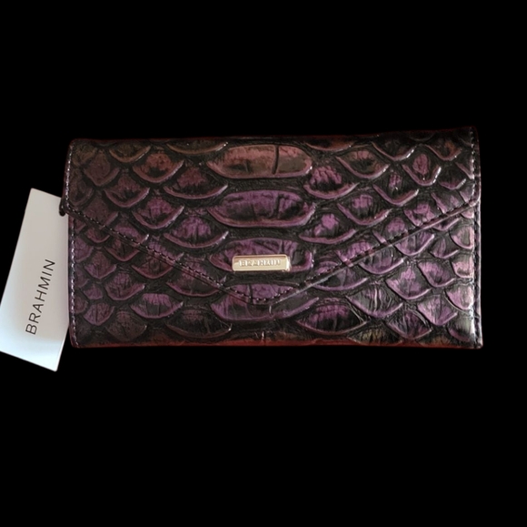 Brahmin Veronica Passion Purple Excelsior Leather Wallet - Picture 1 of 7
